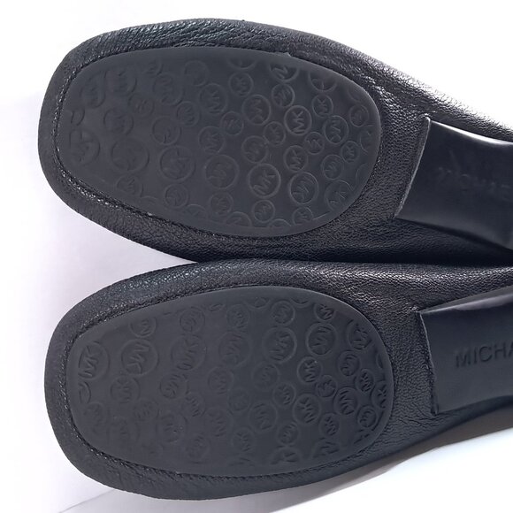 Michael Kors Loafers Women 9.5 Black Pebbled Leather Dangle Lock Slip On - Picture 14 of 16